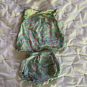 Janie & Jack blue floral short dress & bloomer set